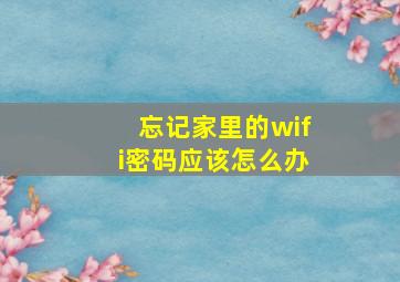 忘记家里的wifi密码应该怎么办