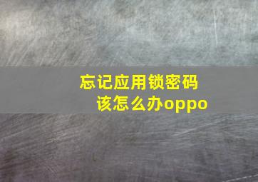 忘记应用锁密码该怎么办oppo