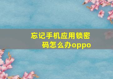 忘记手机应用锁密码怎么办oppo