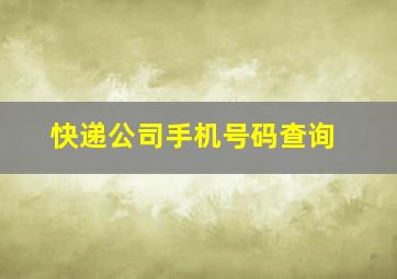 快递公司手机号码查询