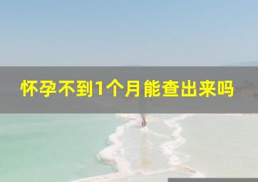 怀孕不到1个月能查出来吗