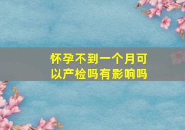 怀孕不到一个月可以产检吗有影响吗