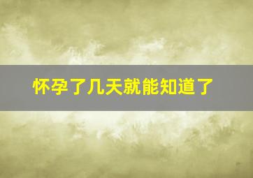 怀孕了几天就能知道了