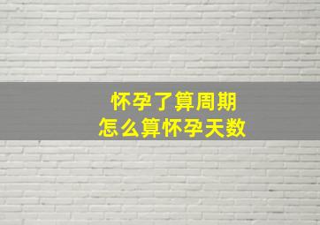 怀孕了算周期怎么算怀孕天数