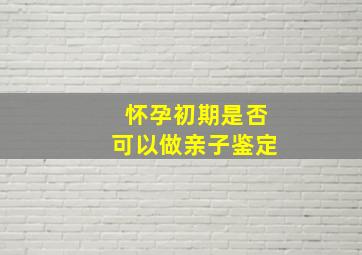 怀孕初期是否可以做亲子鉴定