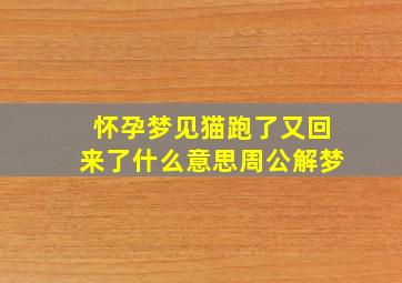 怀孕梦见猫跑了又回来了什么意思周公解梦