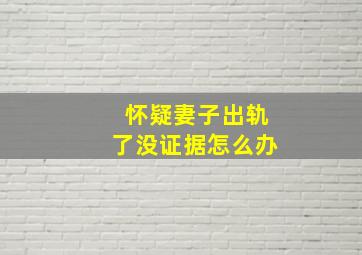 怀疑妻子出轨了没证据怎么办