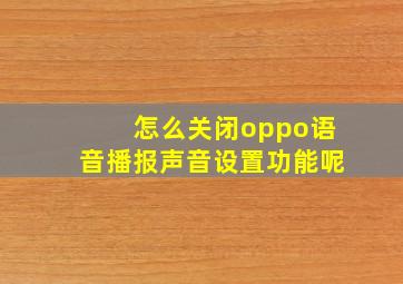 怎么关闭oppo语音播报声音设置功能呢