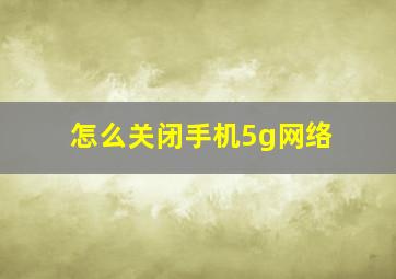 怎么关闭手机5g网络