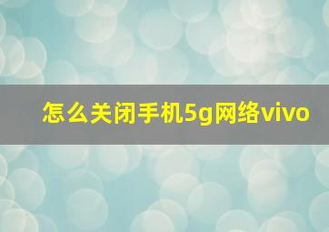 怎么关闭手机5g网络vivo