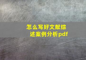 怎么写好文献综述案例分析pdf