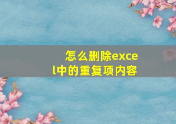 怎么删除excel中的重复项内容