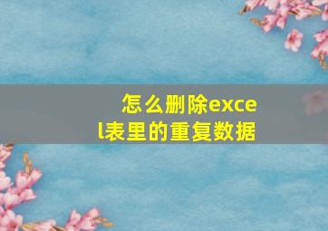 怎么删除excel表里的重复数据