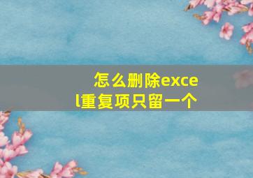 怎么删除excel重复项只留一个