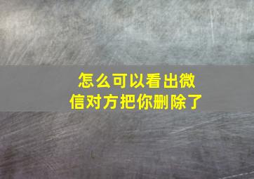 怎么可以看出微信对方把你删除了