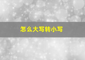 怎么大写转小写