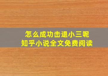 怎么成功击退小三呢知乎小说全文免费阅读