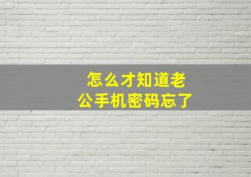 怎么才知道老公手机密码忘了