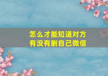 怎么才能知道对方有没有删自己微信