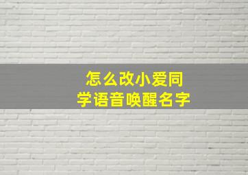 怎么改小爱同学语音唤醒名字