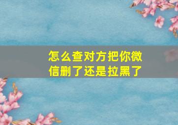 怎么查对方把你微信删了还是拉黑了