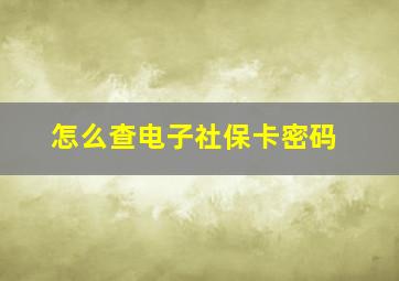 怎么查电子社保卡密码