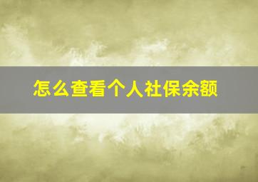 怎么查看个人社保余额