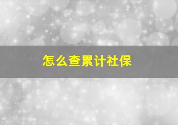 怎么查累计社保