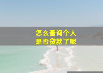 怎么查询个人是否贷款了呢