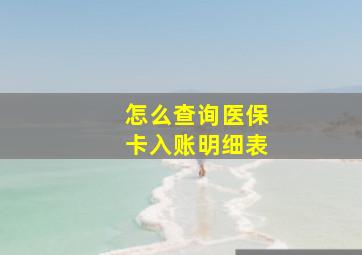 怎么查询医保卡入账明细表