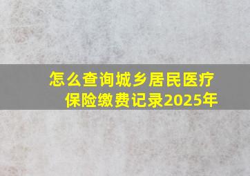 怎么查询城乡居民医疗保险缴费记录2025年