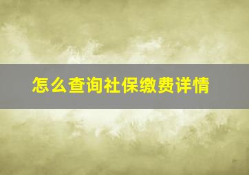 怎么查询社保缴费详情