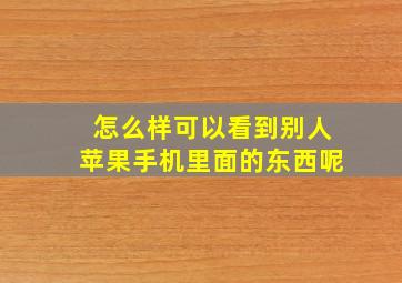 怎么样可以看到别人苹果手机里面的东西呢