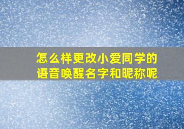 怎么样更改小爱同学的语音唤醒名字和昵称呢