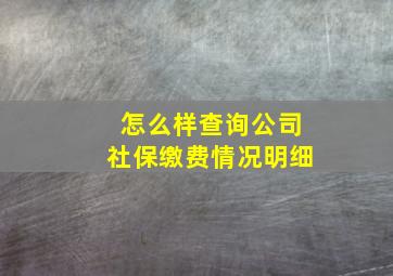 怎么样查询公司社保缴费情况明细