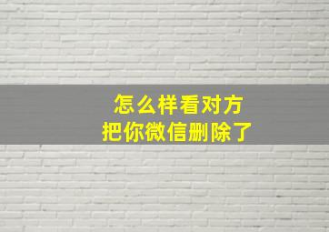 怎么样看对方把你微信删除了