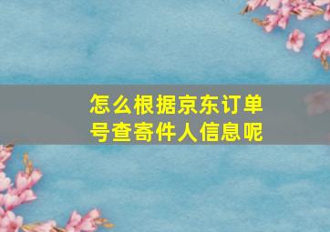 怎么根据京东订单号查寄件人信息呢