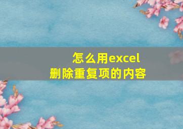 怎么用excel删除重复项的内容