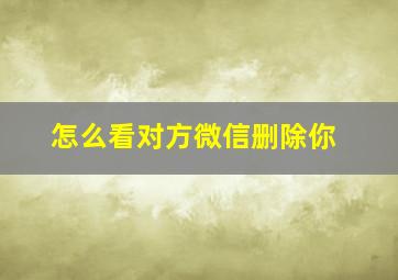 怎么看对方微信删除你