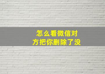 怎么看微信对方把你删除了没