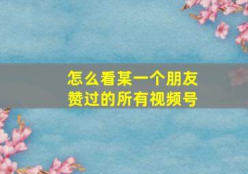 怎么看某一个朋友赞过的所有视频号