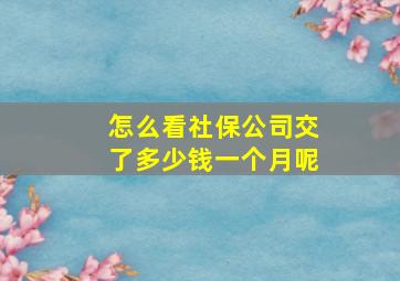 怎么看社保公司交了多少钱一个月呢