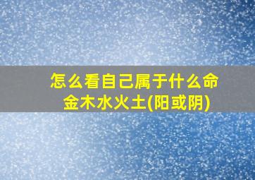 怎么看自己属于什么命金木水火土(阳或阴)