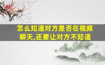 怎么知道对方是否在视频聊天,还要让对方不知道