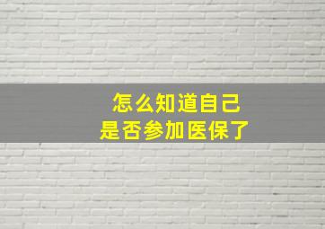 怎么知道自己是否参加医保了