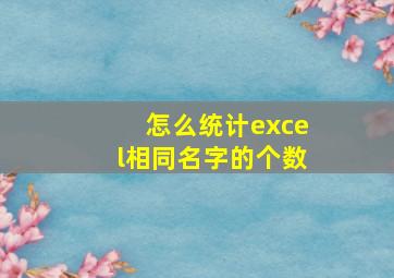 怎么统计excel相同名字的个数