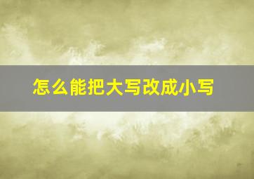 怎么能把大写改成小写