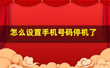 怎么设置手机号码停机了