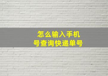 怎么输入手机号查询快递单号