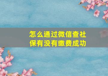 怎么通过微信查社保有没有缴费成功